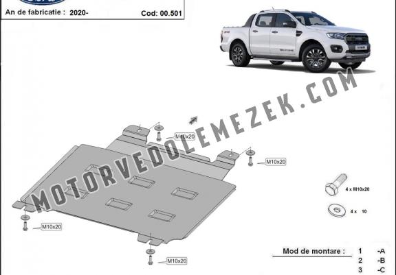 Acél kapcsolószekrény, osztómű védőlemez Ford Ranger