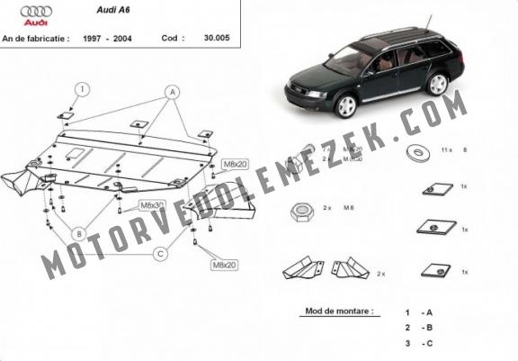 Acél motor, hütő védőlemez Audi A6