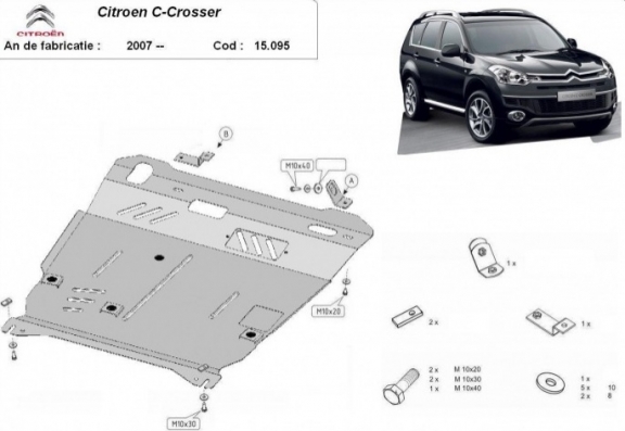 Acél motor, kapcsolószekrény, hűtő védőlemez Citroen C - Crosser