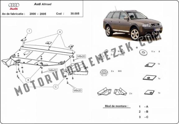 Acél motor, hütő védőlemez Audi Allroad