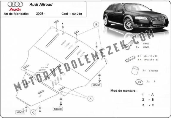 Acél motor, sebbeségváltó, hütő, első lökhárító védőlemez Audi Allroad 2 - sans latéraux