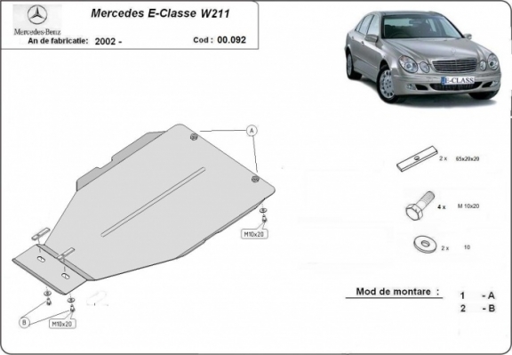 Acél kapcsolószekrény védőlemez Mercedes E-Clasee W211
