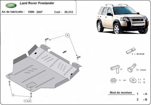Acél motor, kapcsolószekrény védőlemez Land Rover Freelander