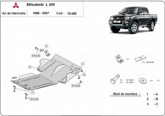 Acél motorvédőlemez Mitsubishi L200