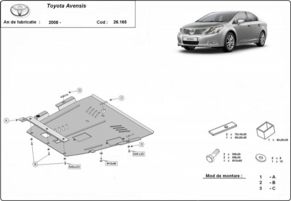 Motor, karter- védő acéllemez Toyota Avensis