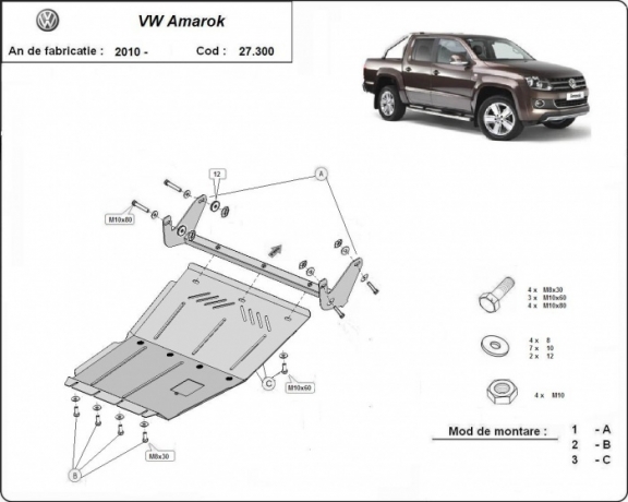 Acél motor védőlemez Volkswagen Amarok