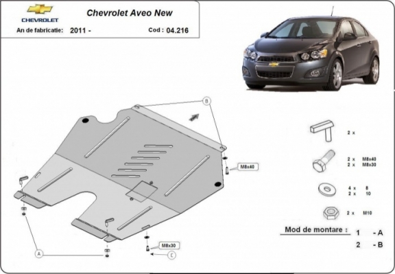 Acél motor, kapcsolószekrény védőlemez Chevrolet Aveo