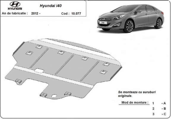 Acél motor, kapcsolószekrény védőlemez Hyundai i40