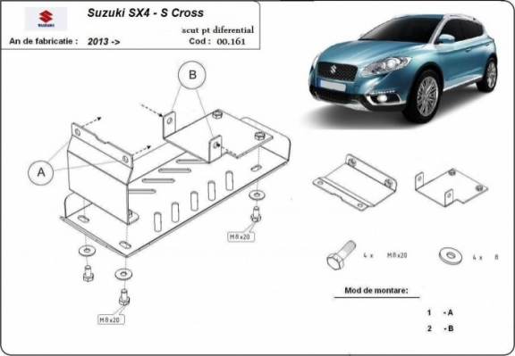 Acél differenciálmű védőlemez Suzuki S-Cross - 4WD