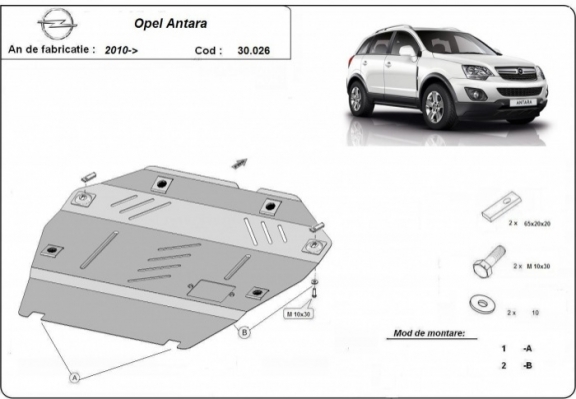 Acél motor, kapcsolószekrény védőlemez Opel Antara