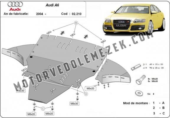 Acél motor, sebbeségváltó, hütő, első lökhárító védőlemez Audi A6 avec laterale