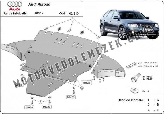 Acél motor, sebbeségváltó, hütő, első lökhárító védőlemez Audi Allroad 2 - avec latéraux