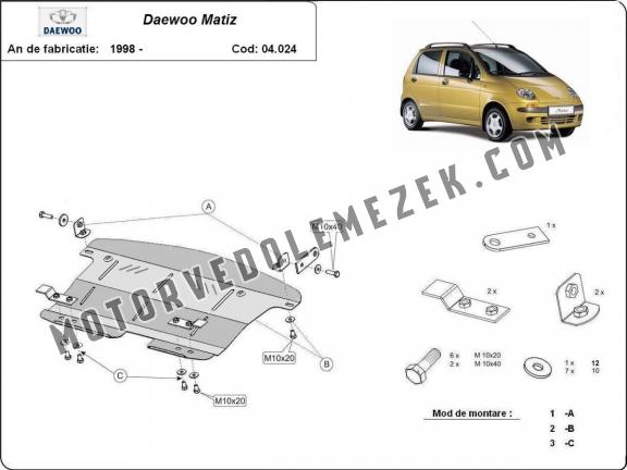 Acél motor, kapcsolószekrény védőlemez Daewoo Matiz