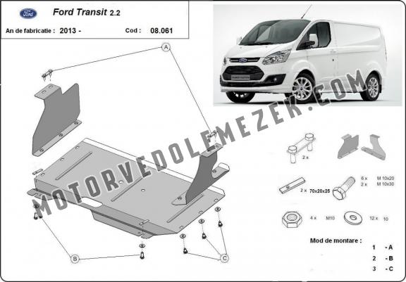 Acél motor, kapcsolószekrény védőlemez Ford Transit Custom