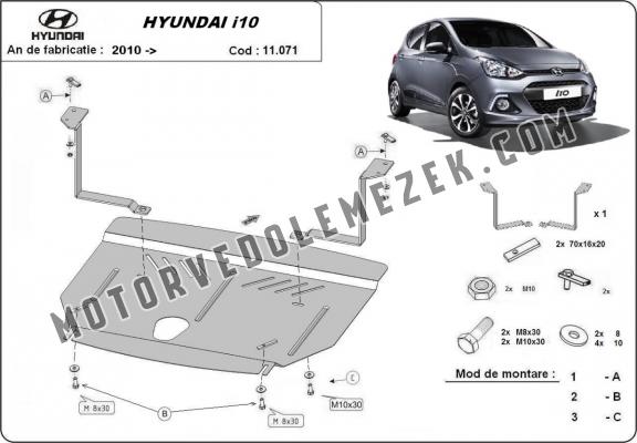 Acél motor, kapcsolószekrény, hütő védőlemez Hyundai i10