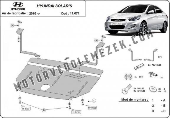 Acél motor, kapcsolószekrény védőlemez Hyundai Solaris