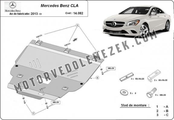 Acél motor, kapcsolószekrény, hütő védőlemez Mercedes CLA X117