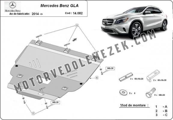 Acél motor, kapcsolószekrény, hütő védőlemez Mercedes GLA X156