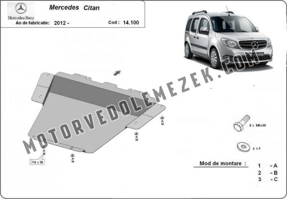 Acél motor, kapcsolószekrény, hütő védőlemez Mercedes Citan W415