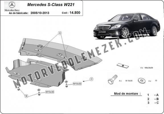 Acél motor, sebbeségváltó, hütő, első lökhárító védőlemez Mercedes S-Classe W221