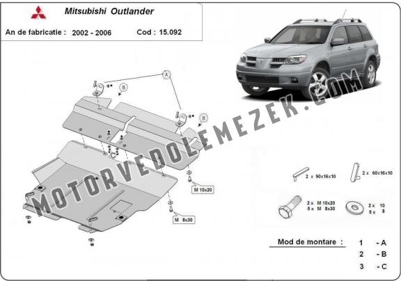 Acél motor, sebbeségváltó, hütő, első lökhárító védőlemez Mitsubishi Outlander