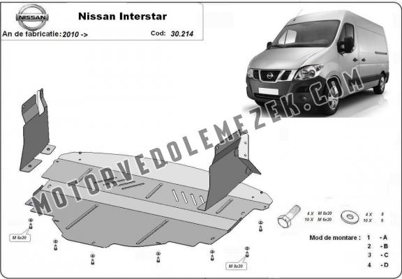 Acél motor, sebbeségváltó, hütő, első lökhárító védőlemez Nissan Interstar