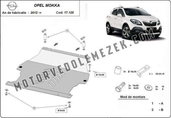 Acél motor, kapcsolószekrény védőlemez Opel Mokka A