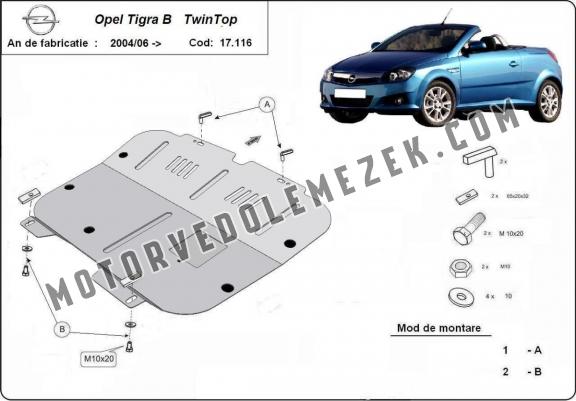 Acél motor, kapcsolószekrény, hütő védőlemez Opel Tigra B 