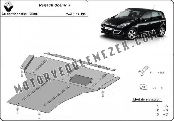 Acél motor, kapcsolószekrény védőlemez Renault Scenic 3
