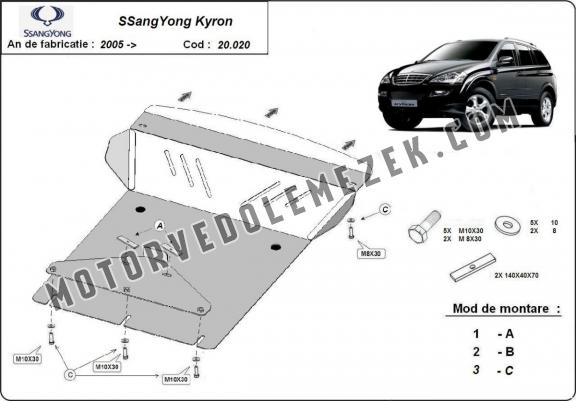 Acél motor, hütő védőlemez SsangYong Kyron