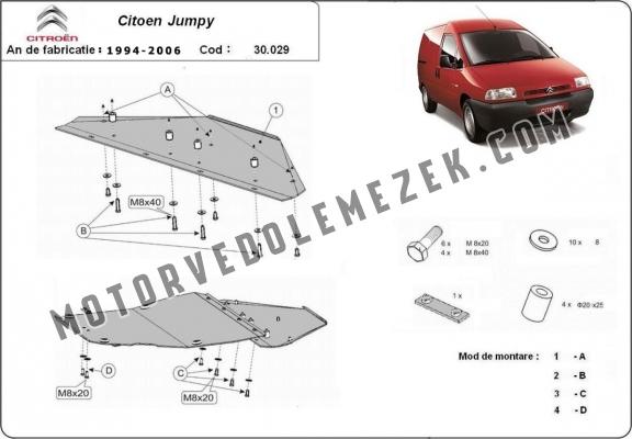 Acél motor, sebbeségváltó, hütő, első lökhárító védőlemez Citroen Jumpy