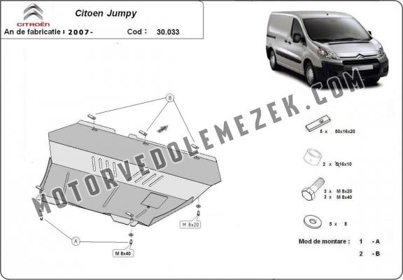 Acél motor, kapcsolószekrény, hütő védőlemez Citroen Jumpy