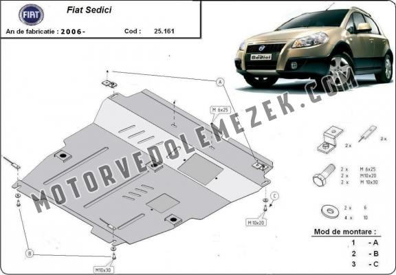 Acél motor, kapcsolószekrény, hütő védőlemez Fiat Sedici
