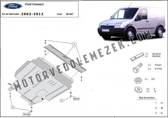 Acél motor, kapcsolószekrény, hütő védőlemez Ford Transit Connect