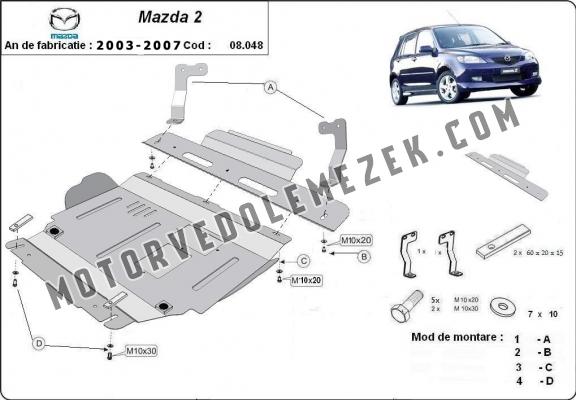 Acél motor, kapcsolószekrény védőlemez Mazda 2