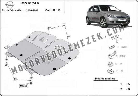 Acél kapcsolószekrény, hütő védőlemez  Opel Corsa C