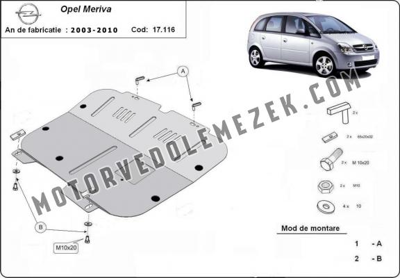 Acél kapcsolószekrény, hütő védőlemez  Opel Meriva A 
