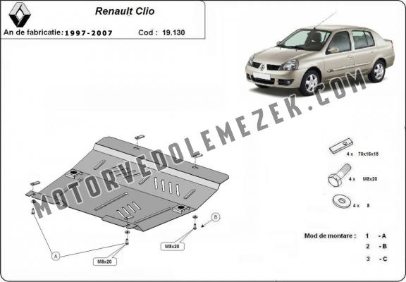 Acél motor, kapcsolószekrény védőlemez Renault Clio 2