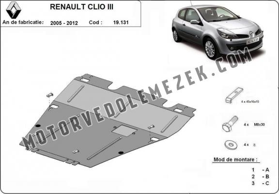 Acél motor, kapcsolószekrény védőlemez Renault Clio 3