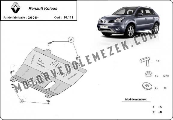 Acél motor, kapcsolószekrény, hütő védőlemez Renault Koleos