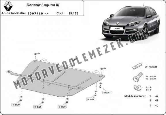 Acél motor, kapcsolószekrény védőlemez Renault Laguna 3