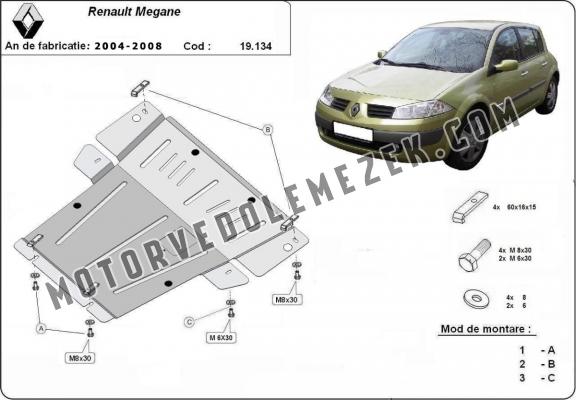 Acél motor, kapcsolószekrény, hütő védőlemez Renault Megane 2
