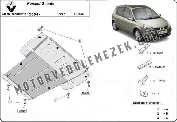Acél kapcsolószekrény, hütő védőlemez  Renault Scenic