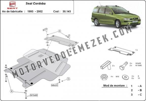 Acél motor, kapcsolószekrény, hütő védőlemez Seat Cordoba