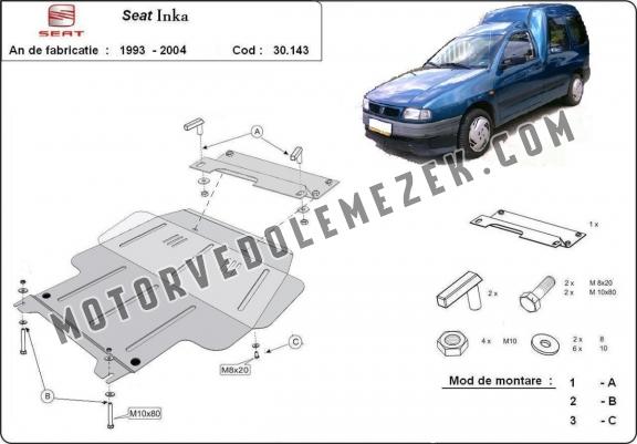 Acél motor, kapcsolószekrény, hütő védőlemez Seat Inca