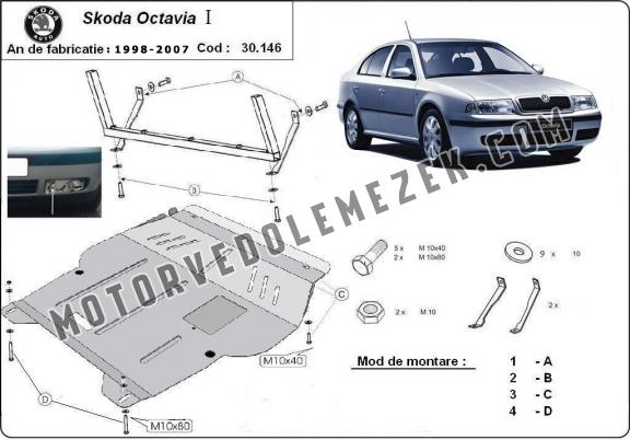 Acél motor, kapcsolószekrény, hütő védőlemez Skoda Octavia 1