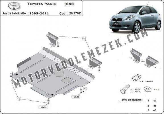 Acél motor, kapcsolószekrény védőlemez Toyota Yaris