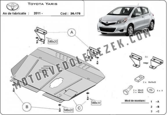 Acél motor, kapcsolószekrény védőlemez Toyota Yaris