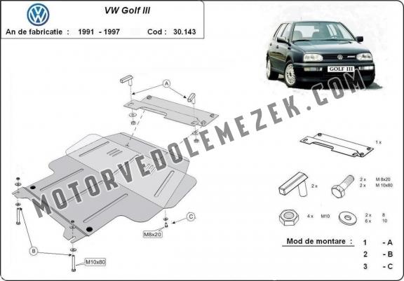 Acél motor, kapcsolószekrény, hütő védőlemez VW Golf 3