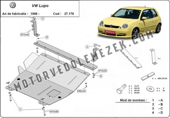 Acél motor, kapcsolószekrény védőlemez VW Lupo